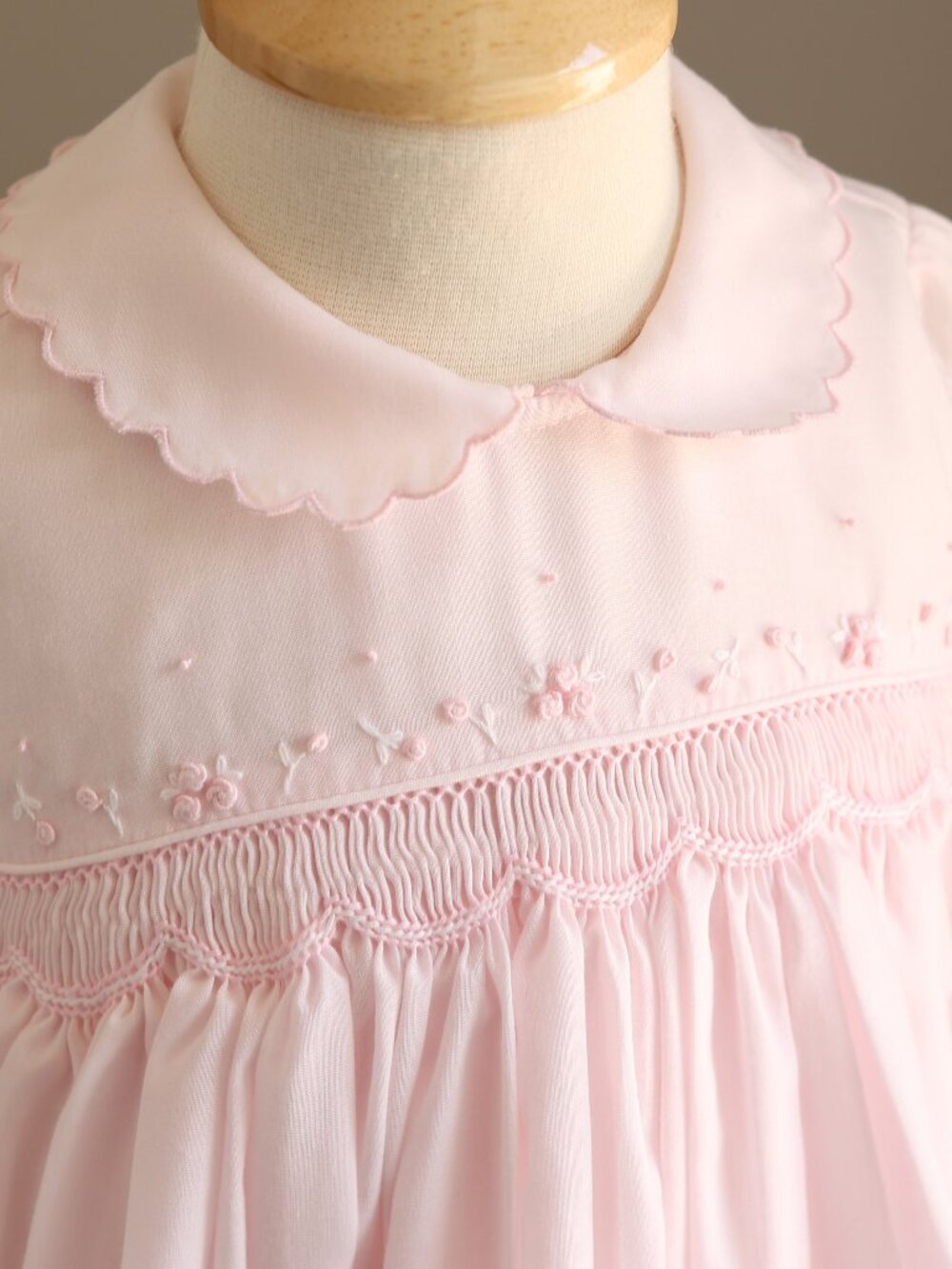 Pink Smocked Dress Long Sleeve Bullion Embroidery Sarah Louise Like New 6 Months - Picture 5 of 5
